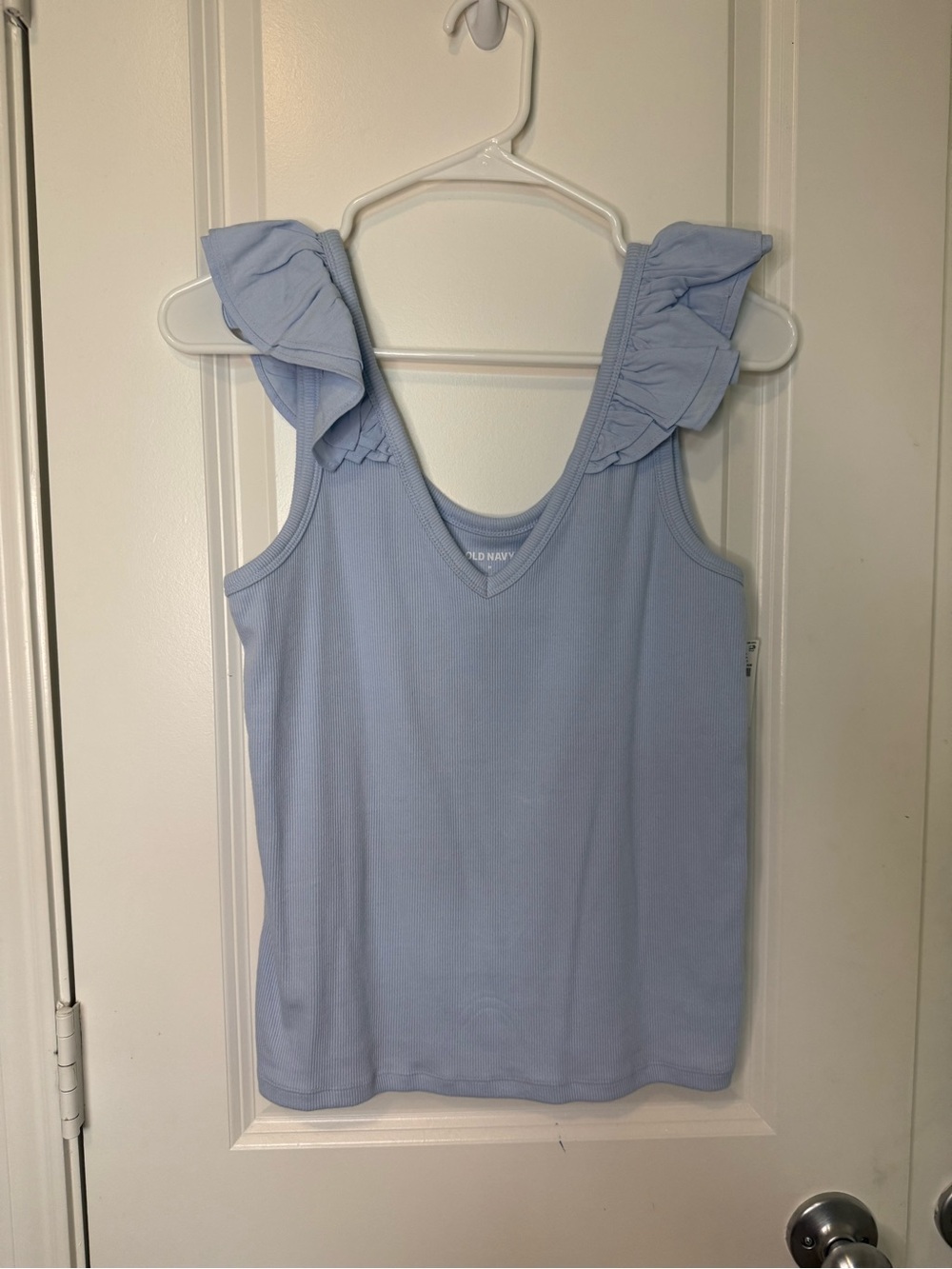Old Navy Sky Blue Ruffle Strap Ribbed Tank
